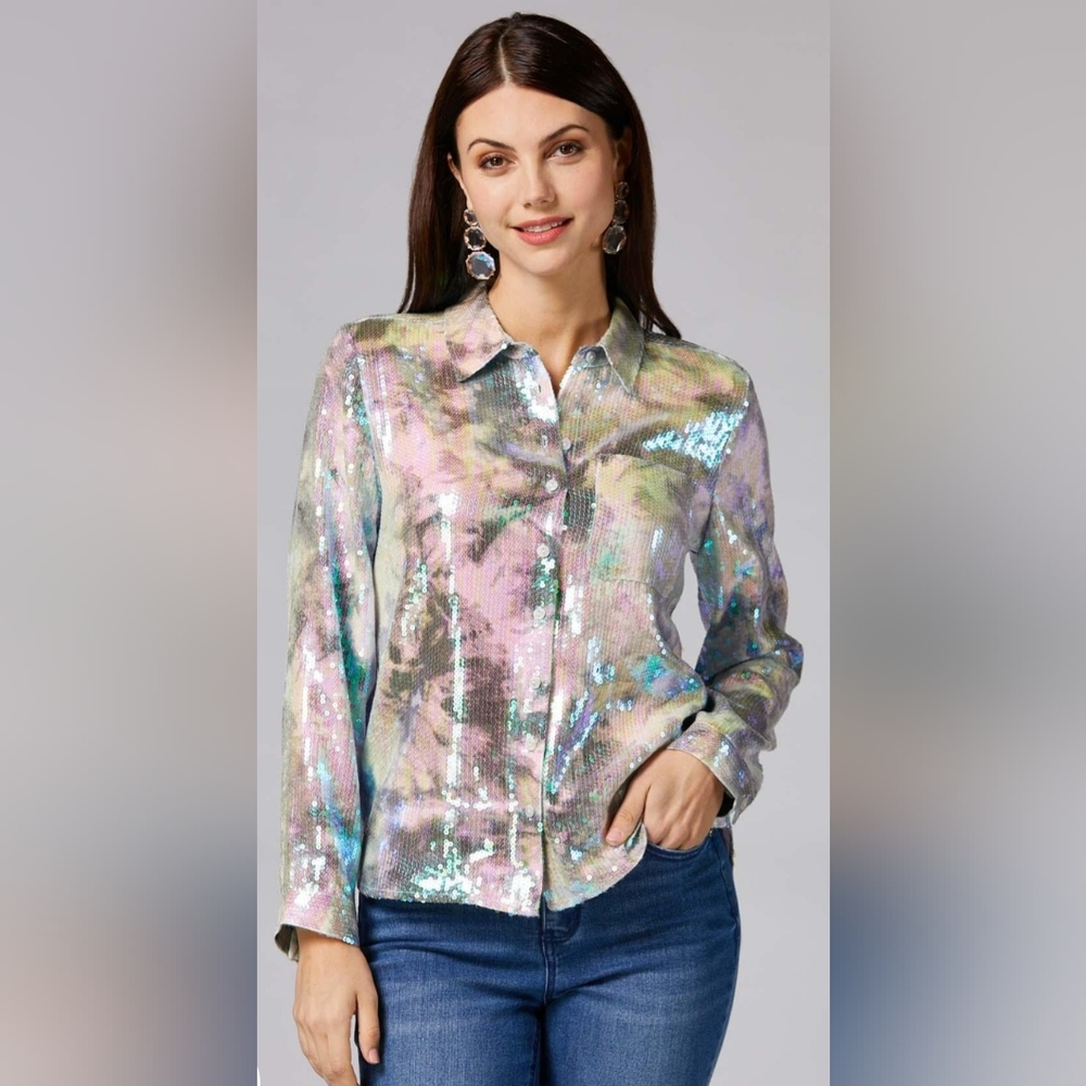 Cache Sequin Blouse